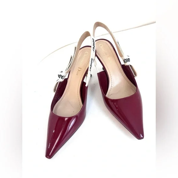 Dior Shoes Christian Dior Patent Jadior Ribbon Slingback Pumps